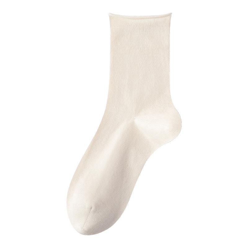 Pure Cotton Socks - Children's Summer Lightweight Rolled-edge Unlined Postpartum Socks - 100% Cotton Anti-odor Mid-calf Women's Socks