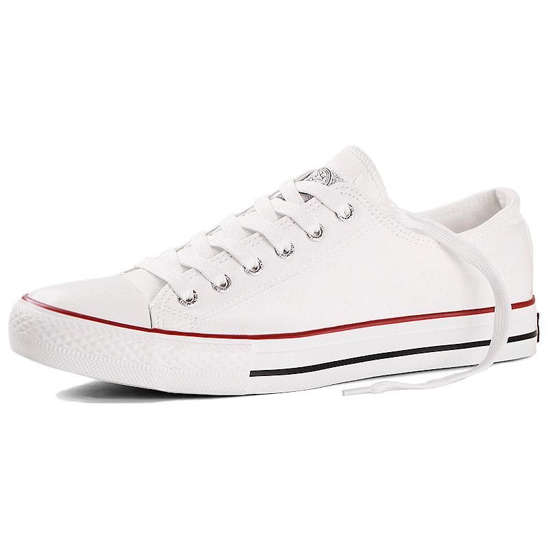 Warrior Rubber Sole Comfortable Breathable Low-Top Canvas Sneakers Unisex sneakers White T39101