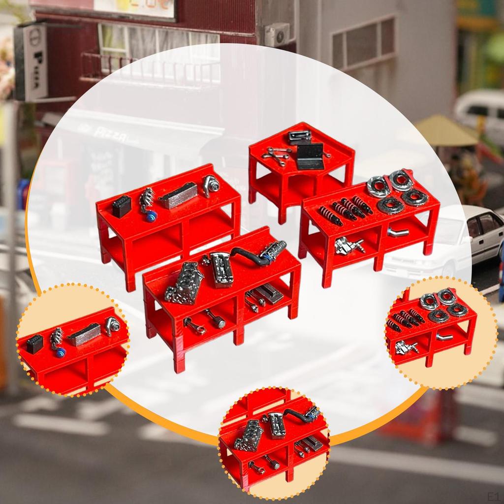 1/64 Diorama Garage Accessories Set Mini Sturdy Simulation Auto Repair Shop Scene
