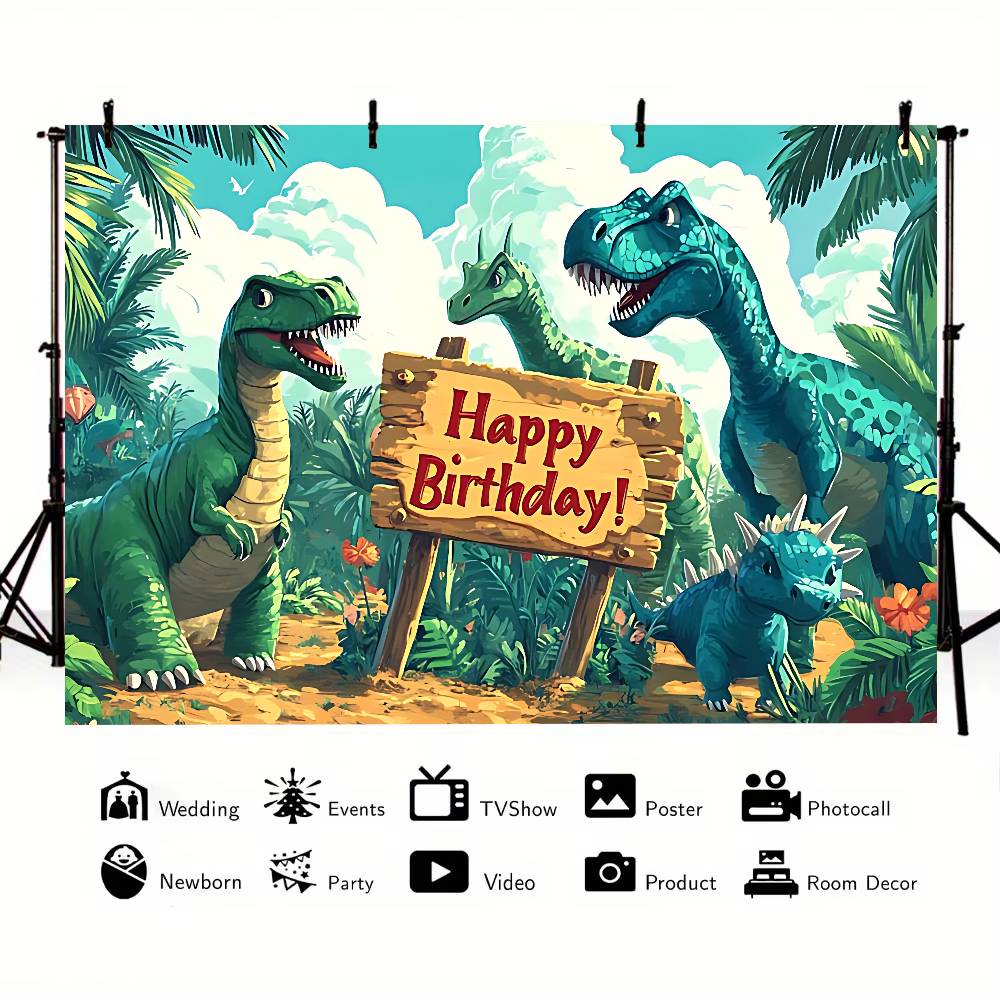 Inosaur Jungle Birthday Party Background Photography Castle Wizard Platform Street Birthday Party Decoration Gifts Props Poster