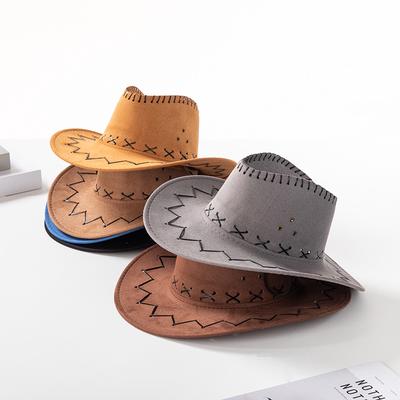 Chapeau de Cowboy Occidental Décontracté Chapeau de Soleil Cowgirls Chapeau pour Enfants Daim Artificiel Bord Large Loisirs Halloween Chapeau Homme Femme