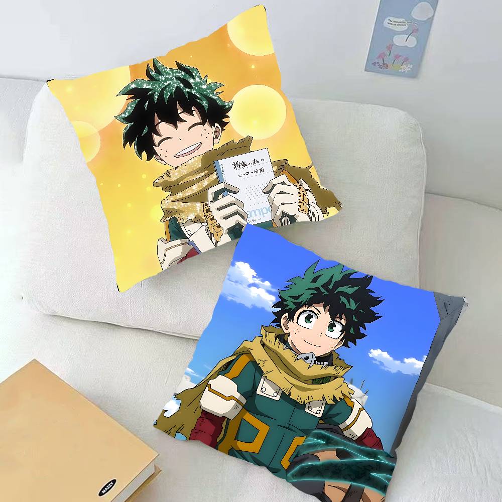 Anime Cute L-Izuku Midoriya Pillow Case Cushion Cover Soft Cute Throw Pillow Case For Car Sofa Pillowcase Polyester With Zipper