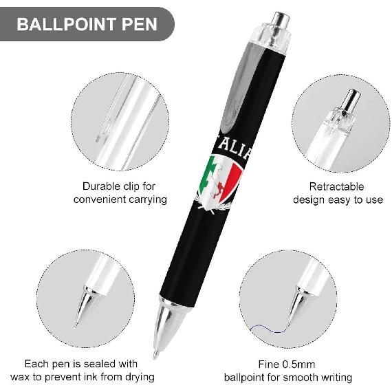 Italia Italy Italian Map Flag Ballpoint Pen Retractable Work Pens for Men Women Office Gift 1 PCS