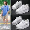 7cm Microfiber Leather Women Casual Shoes White Platform Wedge Hidden Heel Shoes White Shoes Chunky Sneakers Skateboard