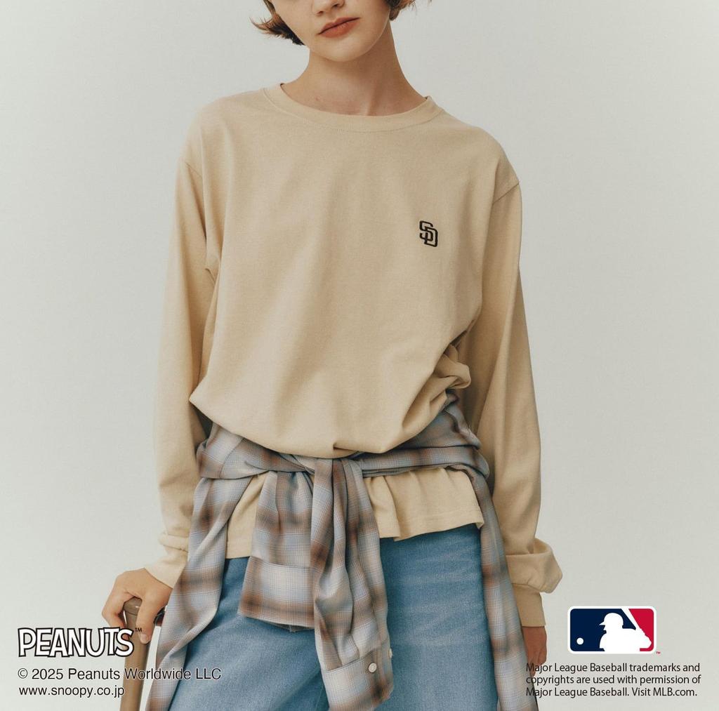 ROPE PICNIC [MLB x PEANUTS] Assorted Long Tee Women's GDM55960 Beige (27) F