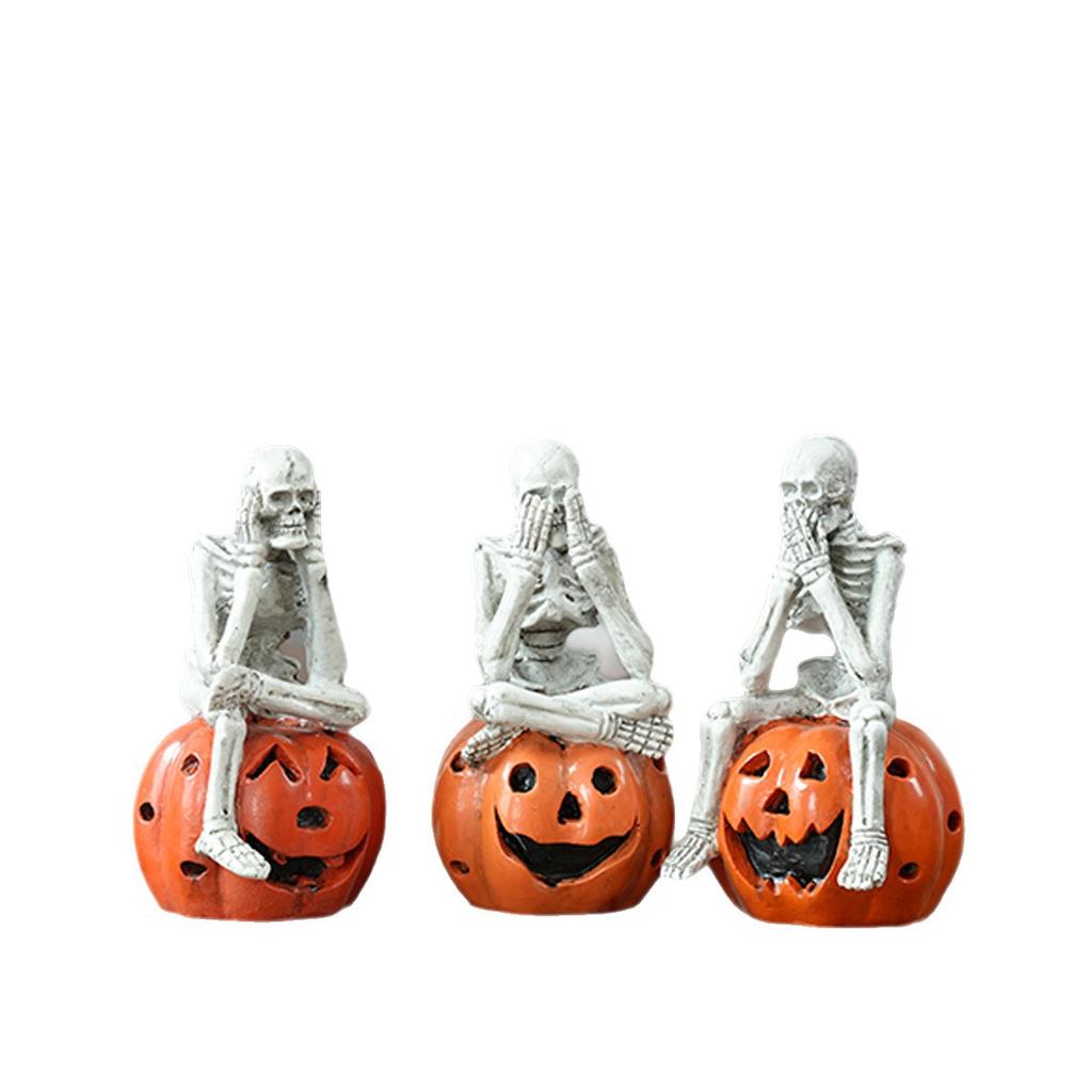 Skelett Kürbis Geist Form Verzierungen Halloween Haus Schreibtisch Dekoration Drei Nicht Skelett Harz Verzierungen Atmosphäre Dekoration