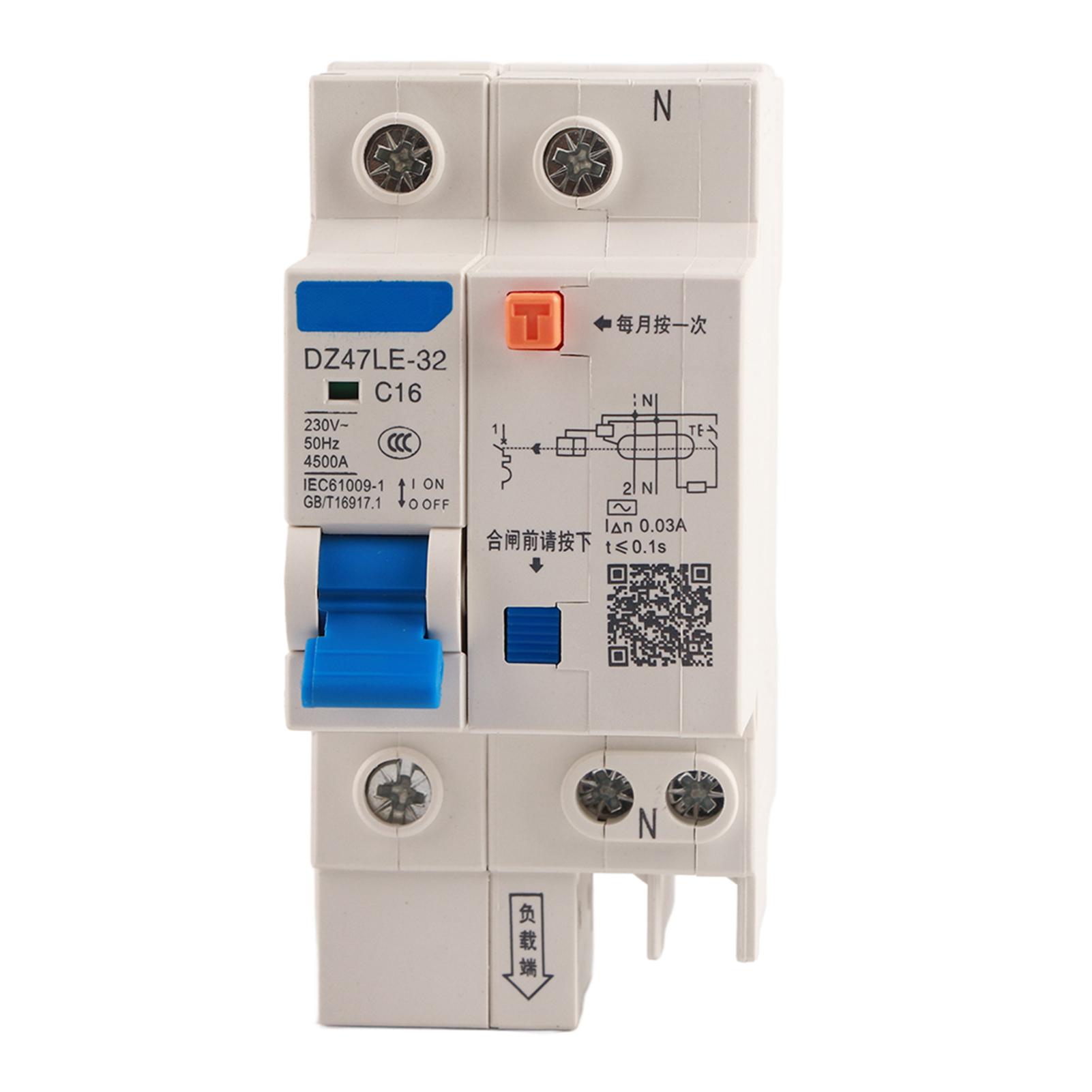

DZ47LE 32 1P+N 16A 230V Earth Leakage Safety Protection Circuit Breaker (16A)