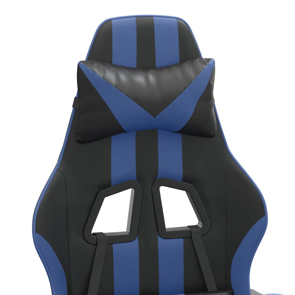 Gaming Chair with Footrest Swivel Black & Blue PU Leather