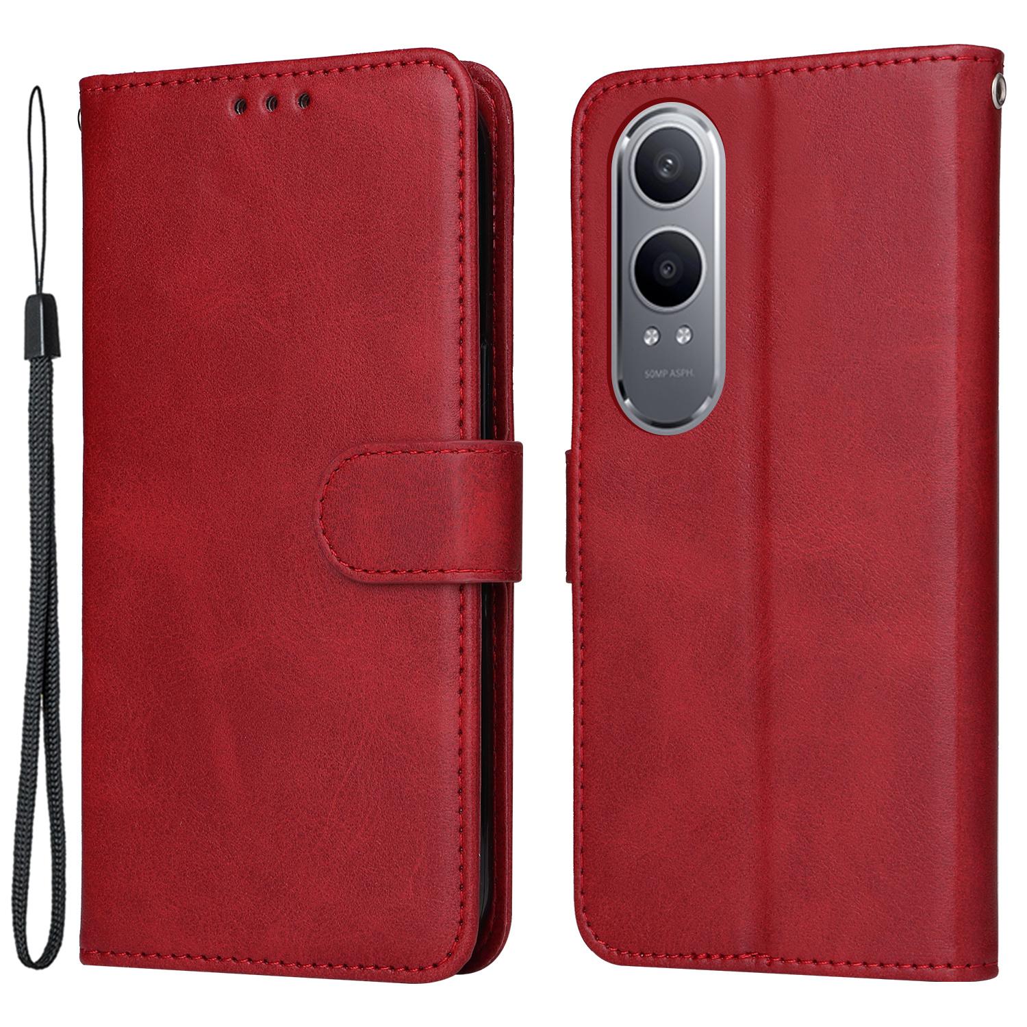 

For OnePlus Nord CE4 Lite 5G/Oppo K12x 5G (China) Case Calf Texture Leather Phone Cover Red