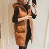 Stand Collar Hooded Down Vest Women Sleeveless Quilted Puffer Jacket Full Zip Long Coat Thick Warm