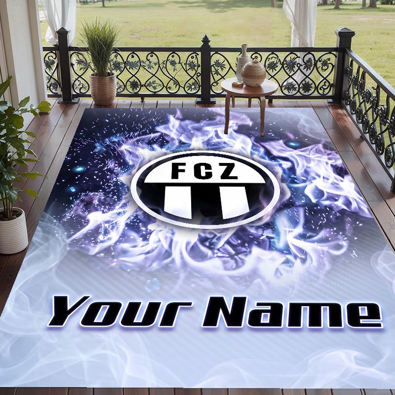 Custom Text Printed Rug FC Zürich Non Slip Floor Carpet For Home Room Decor