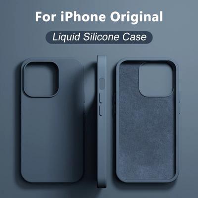 Жидкий силиконовый чехол для iPhone 13 11 12 15 16 Pro Max Mini Противоударный чехол для iPhone 14 7 8 Plus XS XR X SE Чехлы для телефонов