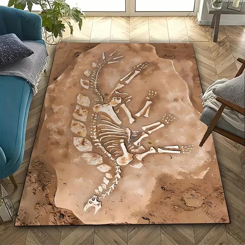 Dinosaur Fossil Theme Carpet Is Suitable for Children's Room Bedroom Living Room Office Durable Non-slip Large Area Mat Soft Rug