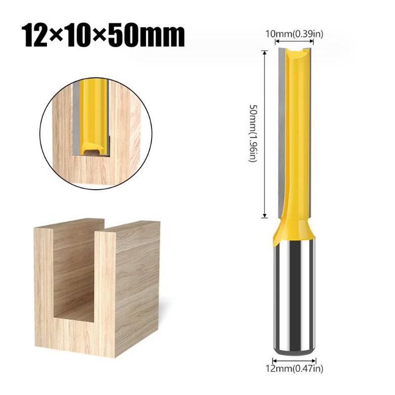 12mm 1/2inch Shank Router Bit Double Flute Long Straight Bits Grooving Bits Trimming Cutter Woodworking Milling Tools