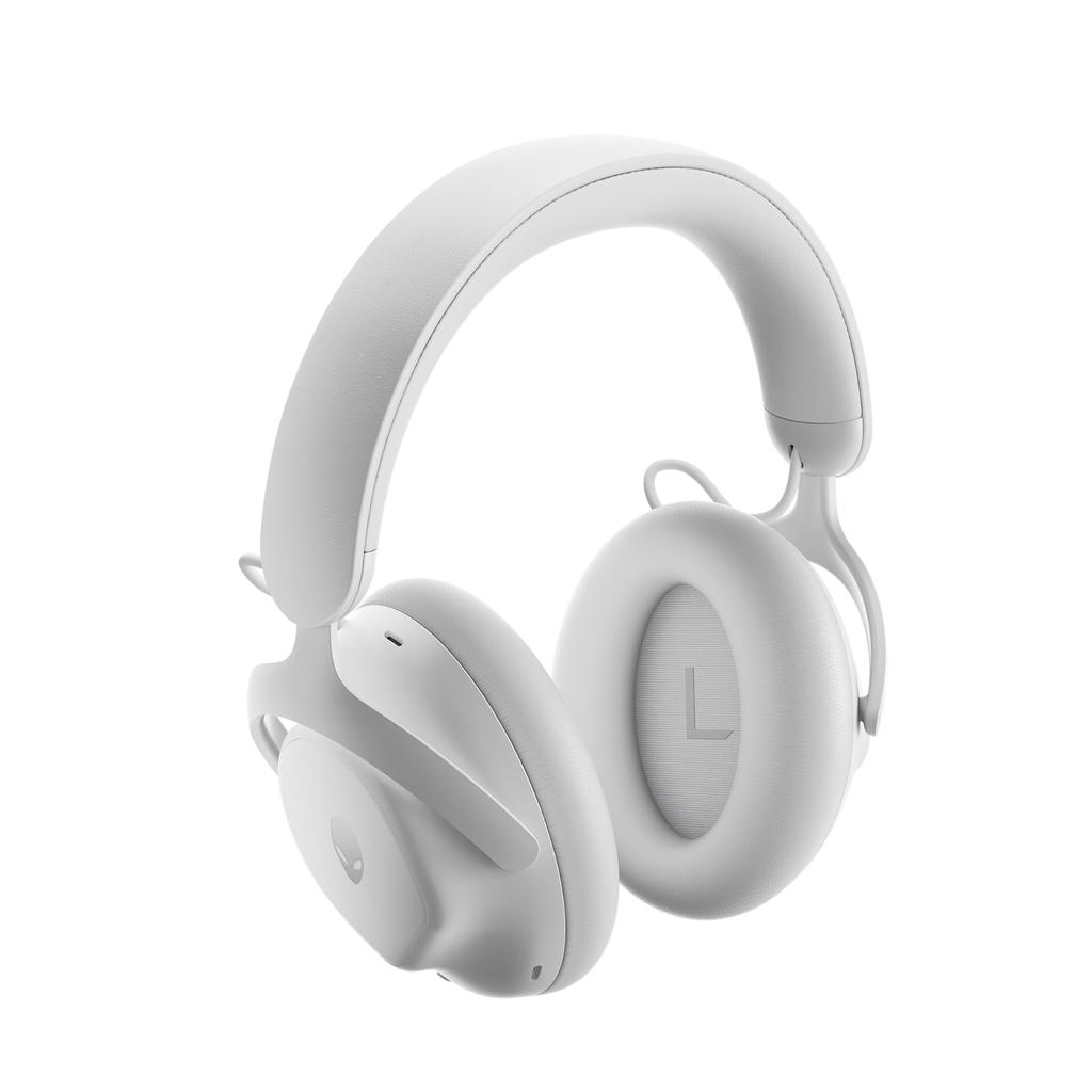 Alienware Pro Wireless Gaming Silber 50mm Aktive Geräuschunterdrückung Abnehmbares Boom-Mikrofon KI-Rauschunterdrückung Leichtgewicht USB Bluetooth Headset, Weiß, Graphenbeschichtete Treiber,