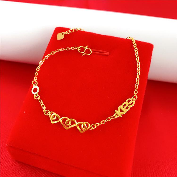 Bracelet Women Hot Sale Hot Light Solid Round Beads Bracelet Women Gold Plated Store Peach Heart Gold Plated Bracelet BRACELET