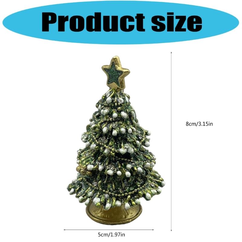 Vintage Christmas Tree Jewelry Box Zinc Alloy Strong Storage Case For Necklace Earring Organizers