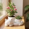 3D Printed Cat-Shaped Flower Pot Lazy Cat Cute Animal Kitten Desktop Planter Plastic Novelty Succulent Vase Indoor/Outdoor Use
