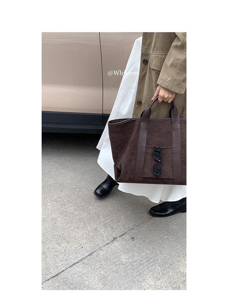 Dámska kabelka v retro štýle z kórejskej semišovej kože - Módna taška s veľkou kapacitou (2024) od Rourouchen