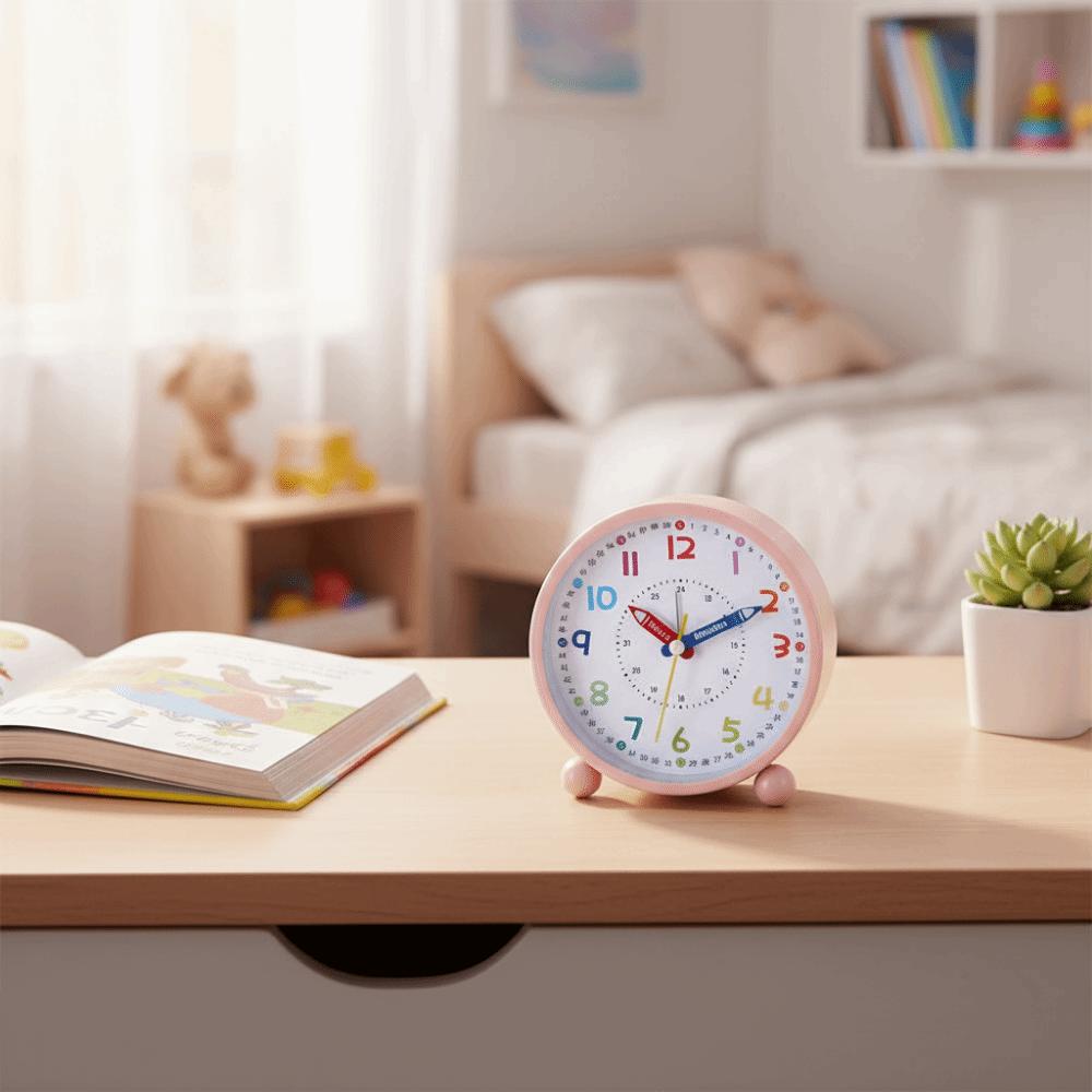 Battery Operated Children's Alarm Clock Pencil Design Time Planning Clock Desk Clock  Bedroom Decor