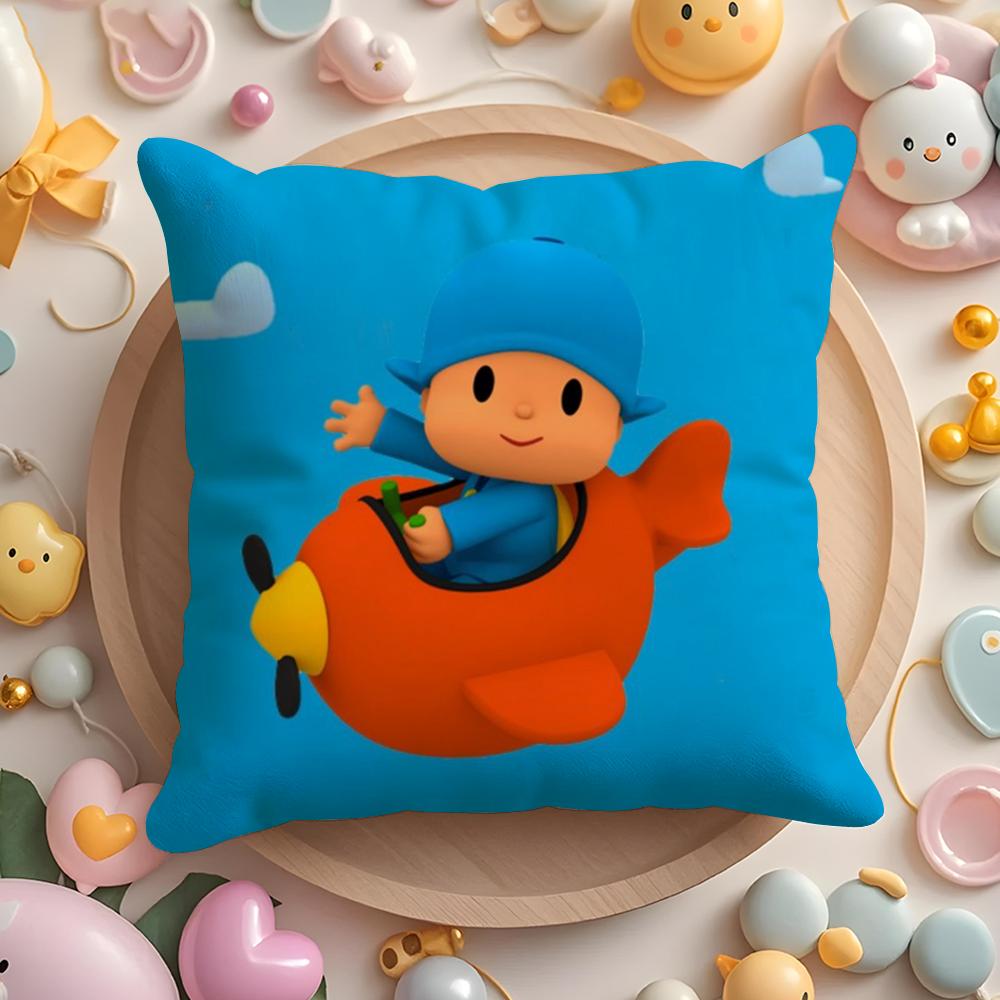 Cartoon Cute P-Pocoyo Pillow Case Short Plush Double-Sided Printing Home Machine Washable In Warm Winter Cushion Cover