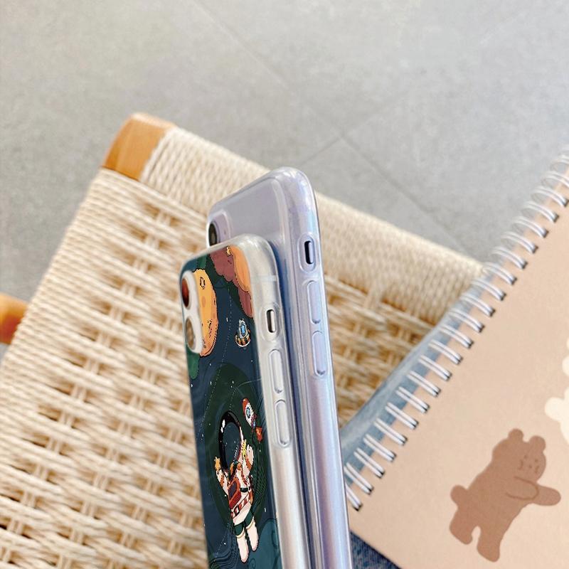 Cute Astronaut Case For iPhone Samsung A55 A35 M34 S24 Xiaomi Redmi 13 Pro 14C Huawei Honor Shockproof Phone Bumper TPU Anti-Scratch Clear Back Cover