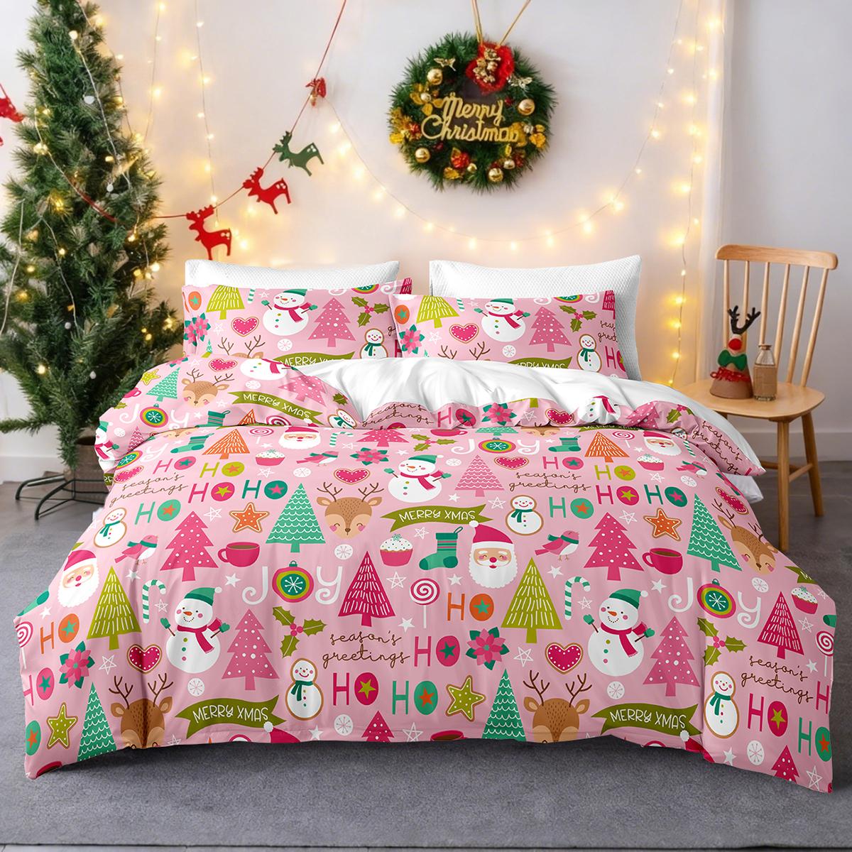

Comforter 3Pcs/Set Christmas Reindeer Snowman Bedding Set Includes 1 And 2 S Soft And Skin-Friendly Comforter (quilt)-EU Single(135*200cm)3pcs