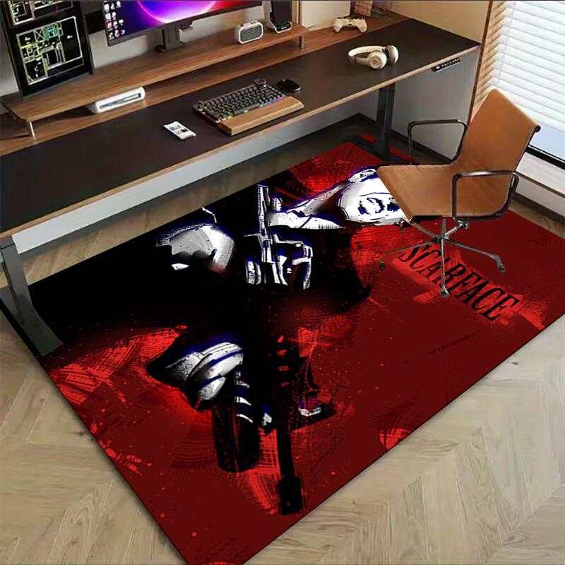 Scarface Red Art Carpet for Playroom Bedroom Living Room Sofa Home Decor,kids Game Area Rug Non-slip Floor Mat