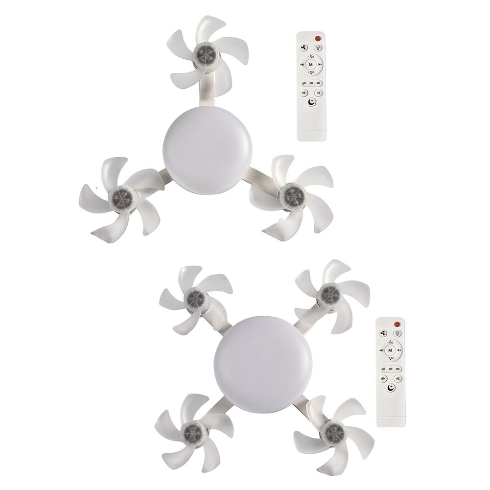 2 In 1 Hanging Fan with LED Light 3 Gears Electric Cordless Fan E27 Silent Ceiling Drone Fan for Dining Room Bedroom Living Room