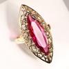 Bohemian style ring, ethnic style hollow pattern inlaid with imitation red zircon ring