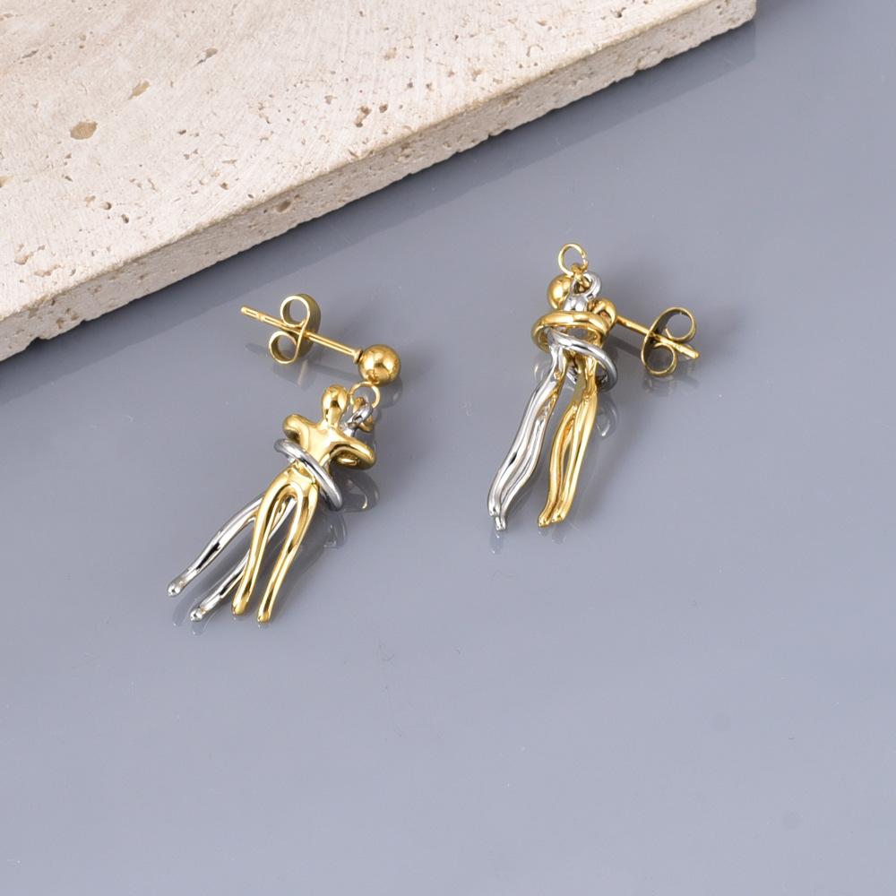 2025 New Fashion Stainless Steel Couple Hugging Dangle Earrings for Couples Gifts Elegant Jewelry Valentine's Day Gift