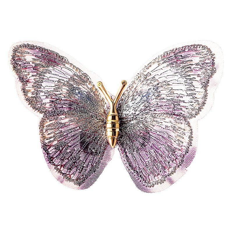 Retro light luxury handmade enamel embroidery butterfly brooch female niche high-end pin DIY high-end corsage