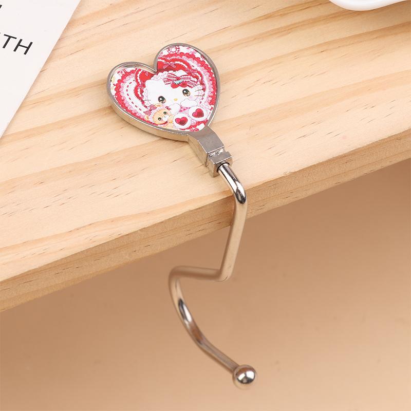 

Kawaii Sanrio Bag Hook Desk Edge Hook Cute Heart Round Hanging Hook Schoolbag Headset Desk Hanger Punch-Free Universal Hooks