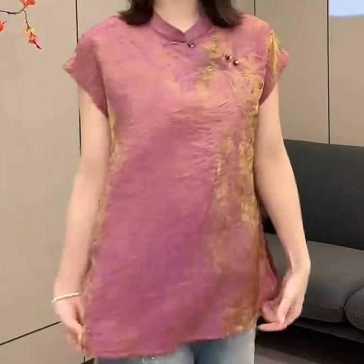 

Summer large-size shirt female fat sister outer top short-sleeved shirt tide M [Recommended below 50kg] розовый