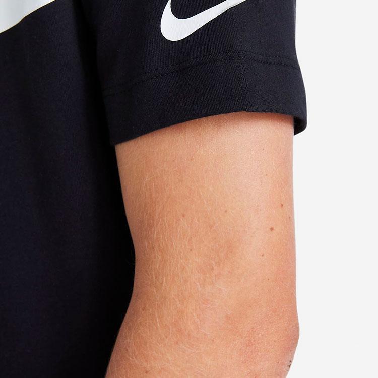 Nike Logo Print Sports Crew Neck T-Shirt Kids Tops Black DJ6616-010