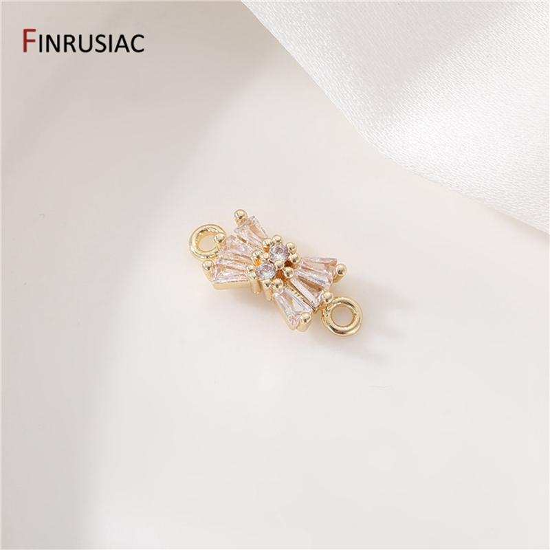 Позолоченная латунь 14K с инкрустацией цирконом, коннекторы-ромашки для изготовления браслетов, ручная работа, материалы для DIY, аксессуары для бижутерии, поделки 1 piece