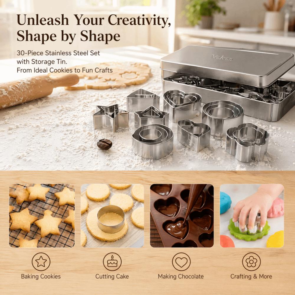 30pcs Various Shapes Metal Cookie Cutters Stainless Steel Stainless Steel Cutters For DIY Cake