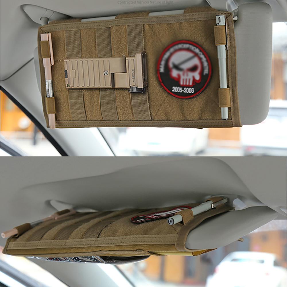 Car Sun Visor Organizer Universal Car Sunshade Storage Clip for Car Accessories Storage Holder Molle Hunting Gears Bag