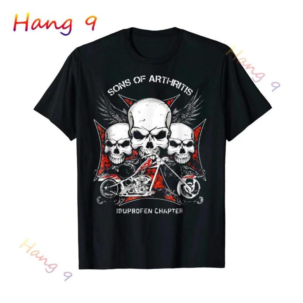 Söhne mit Arthritis Ibuprofen Kapitel Lustige Biker Schädel T Shirt Schwarz Vintage Herren Grafik T Shirts