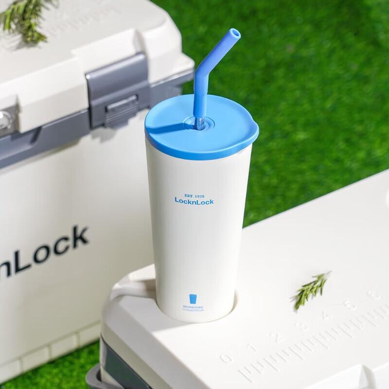 

LOCK&LOCK Ceramic Coated Insulated Coffee Mug with Dual Lids and Straw