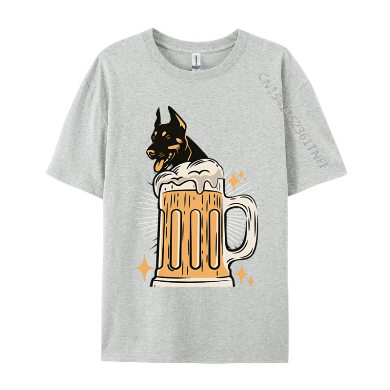 Doberman Dog Lover Funny Beer Lover Tshirt Black High Quality Funny Style T Shirt Cotton Mens Tops Tees