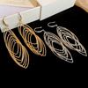 Gold Silver Metal Hollow Earrings Oval Hollow Ear Clip Exquisite Ear Hook  Girl