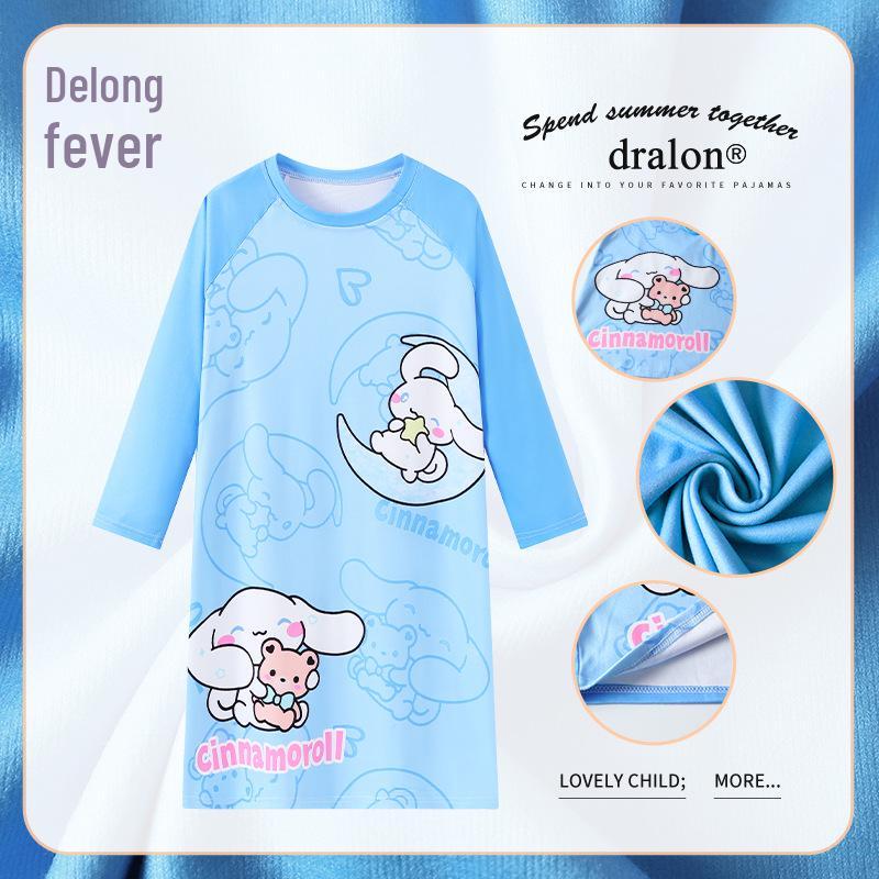 Roztomilý dětský fleecový noční košile na podzim a zimu - Teplé pyžamo s dlouhým rukávem pro dívky