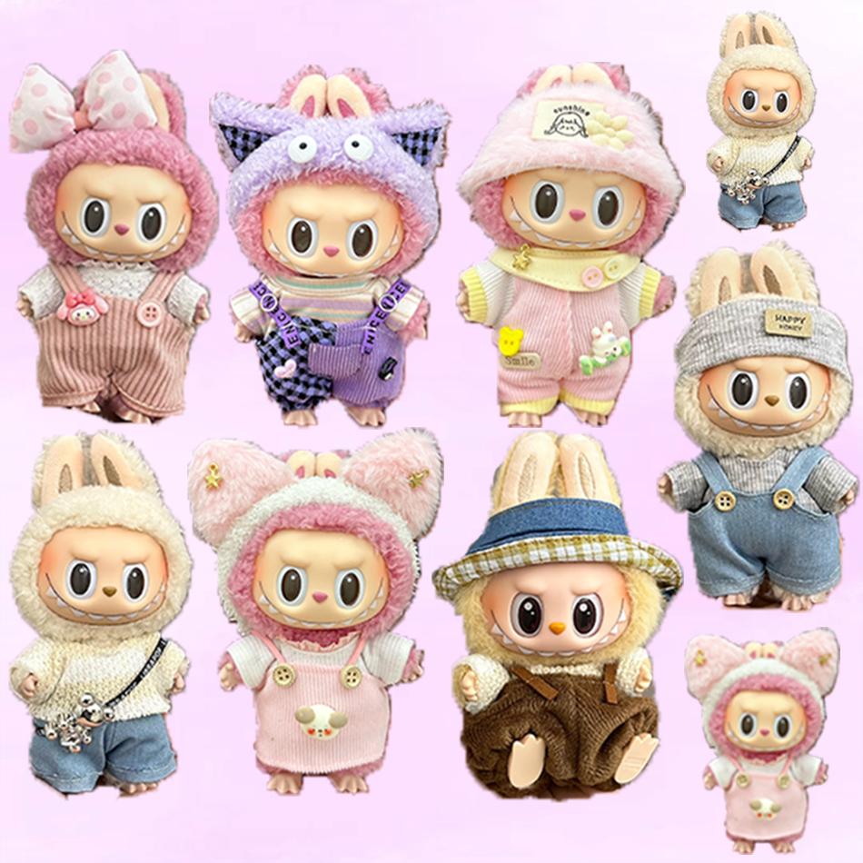 Aicerous Tenue Labubu 17 Cm – Salopette, Chapeau, Appareil Photo & Bouteille – Vêtements Pour Peluche Labub (Poupée Non Incluse)