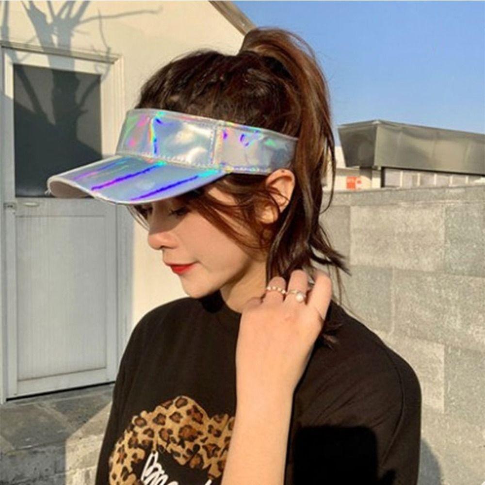 Hip-hop Style Empty Top Hats Plain Bling Sunscreen Hat Laser Baseball Caps Tennis Golf