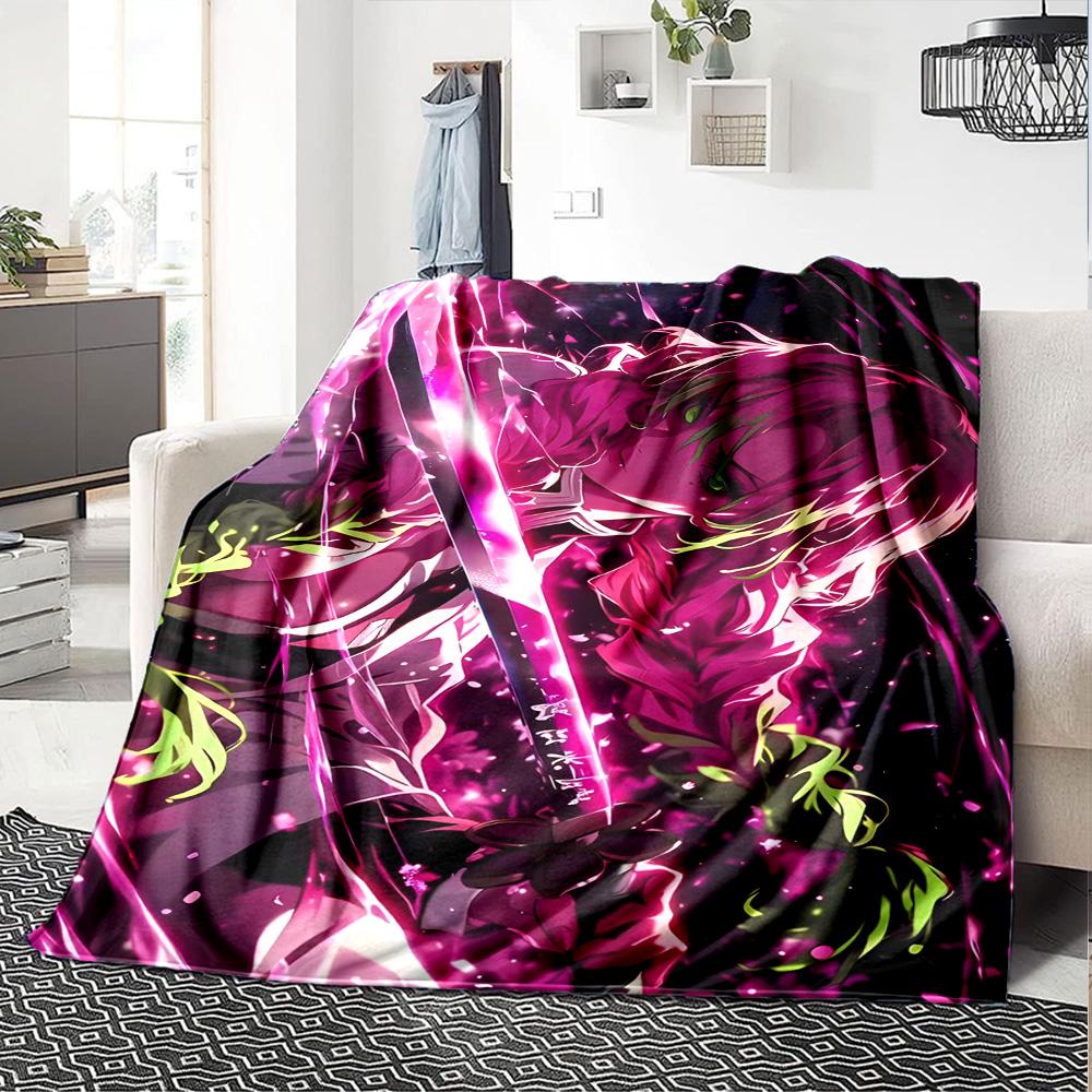 1pc Mitsuri Kanroji Blanket, Gift, for Men and Women, Soft Blanket, Good for Sofa Bed Couch Travel, Lightweight Flannel Blanket