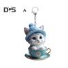 Cartoon Cat Acrylic Pendant Hanging Ornament High Durability Easy To Hang Decorative Car Rearview Mirror Keychain Pendant