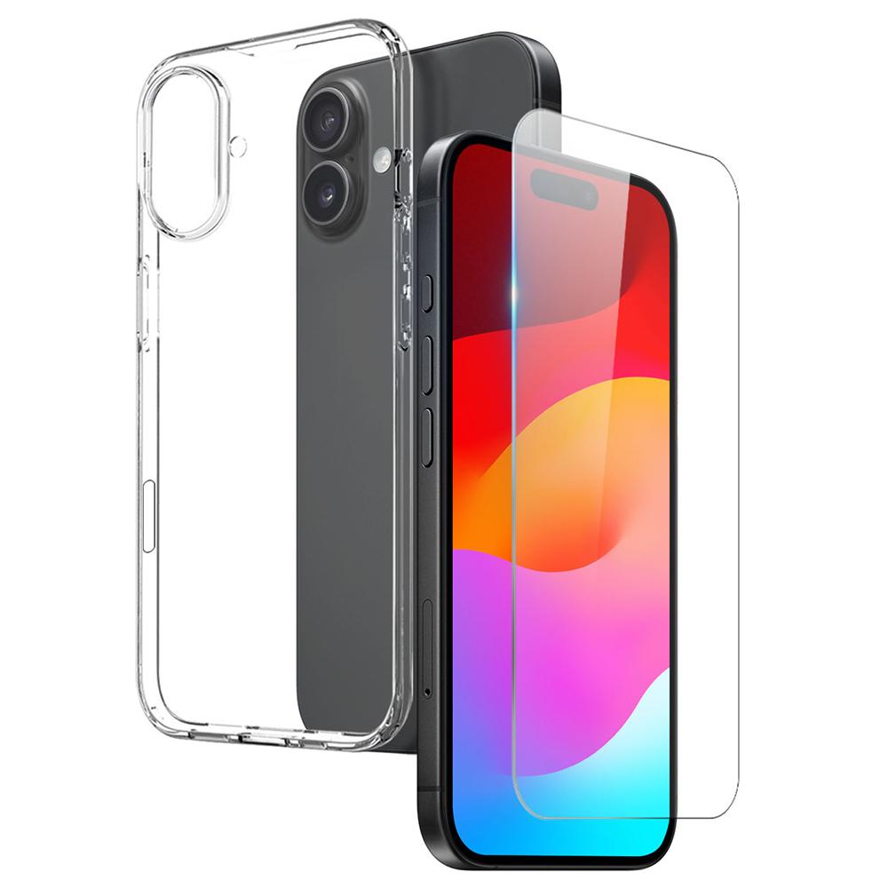 NORTHJO For iPhone 17 Case Soft TPU Clear Phone Cover with Tempered Glass Screen Protector