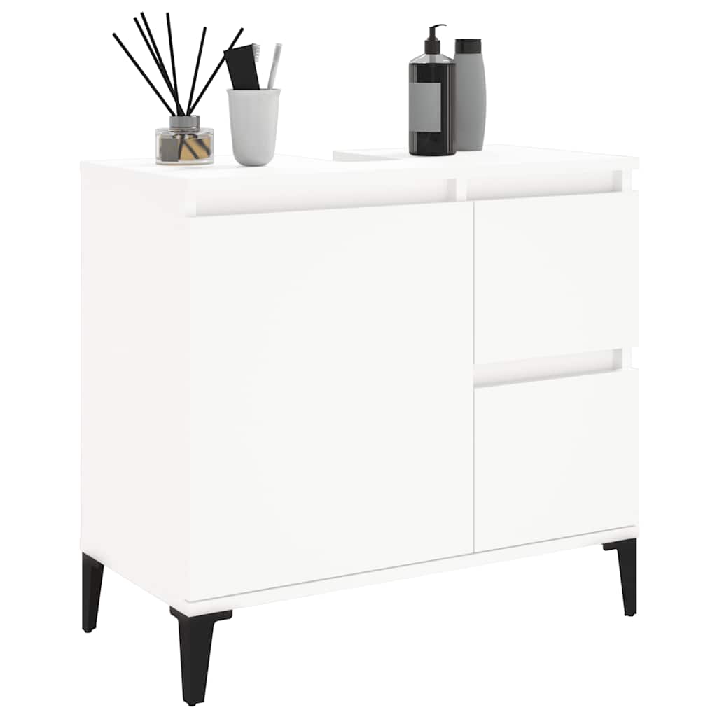 Schrank unter dem Waschbecken, 2 Schubladen, schwarzes dreieckiges Stativ, 65x33x60 cm