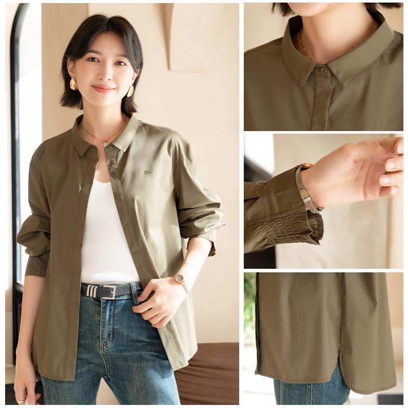 YUN Women's Long-Sleeve Professional Shirt - Autumn 2025 Collection, Elegant Turn-Down Collar, Versatile High-End Commuter Top